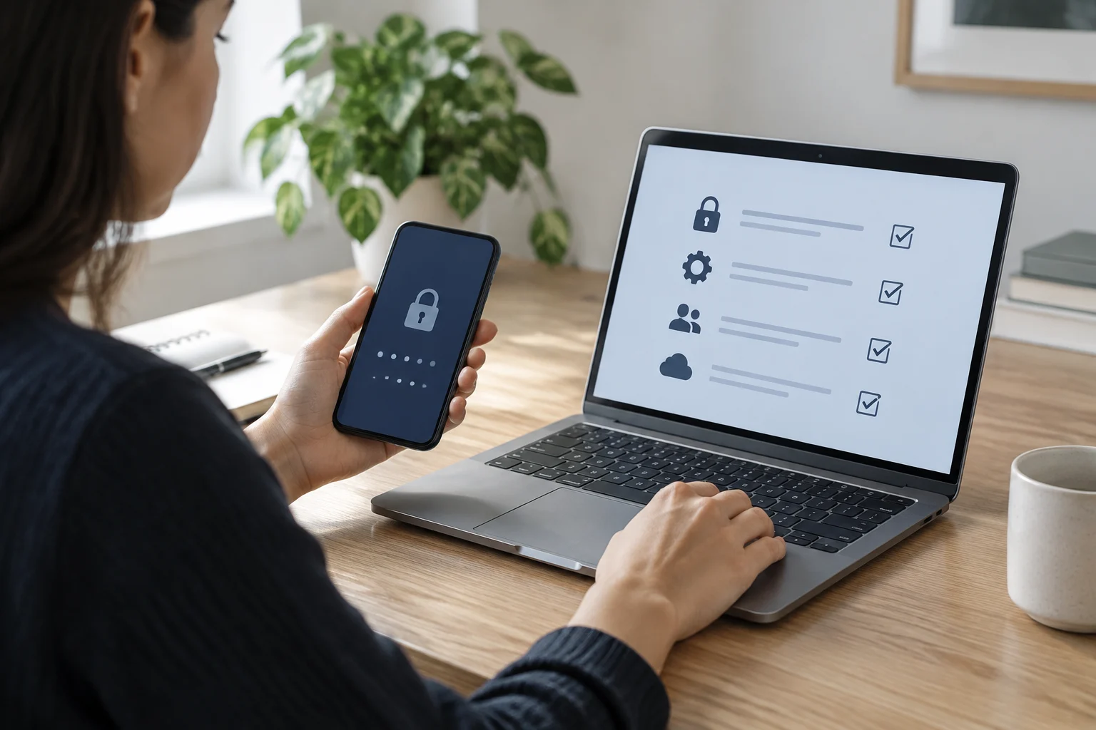 Refuerza el acceso al dispositivo y prepara la recuperación Comprueba que el móvil y el ordenador requieren un método de desbloqueo cuando no los estás usando. En un teléfono, revi...