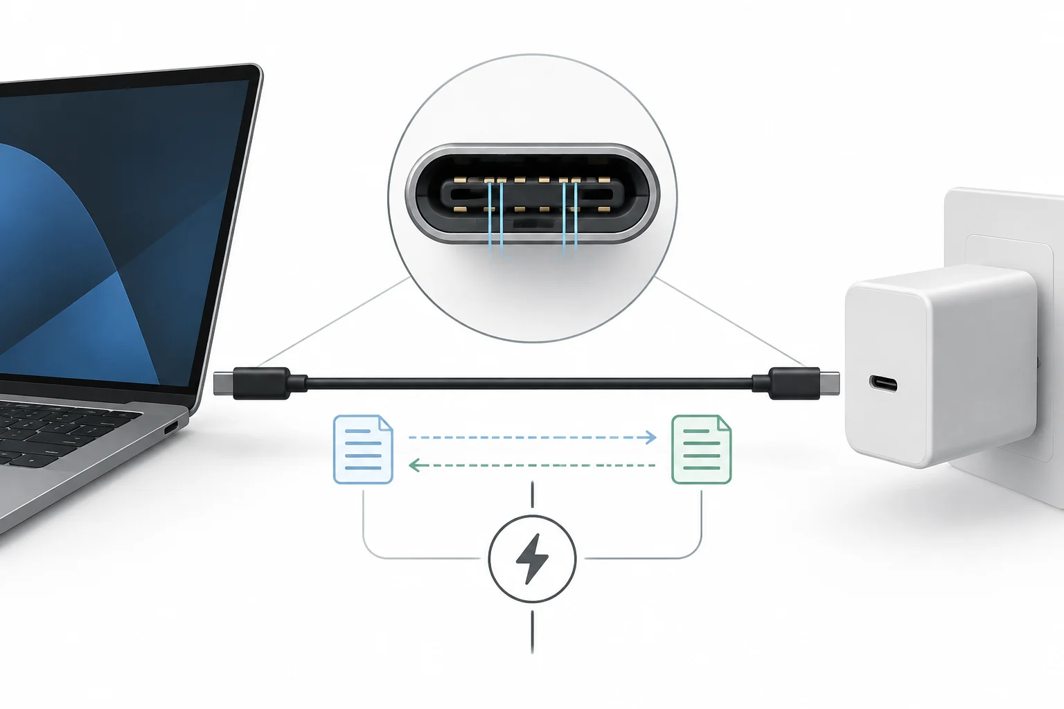 Por qué USB-C no garantiza carga rápida Un conector USB-C indica una forma física de conexión, no que cargador, dispositivo y cable soporten USB PD ni un perfil de alta potencia. *...